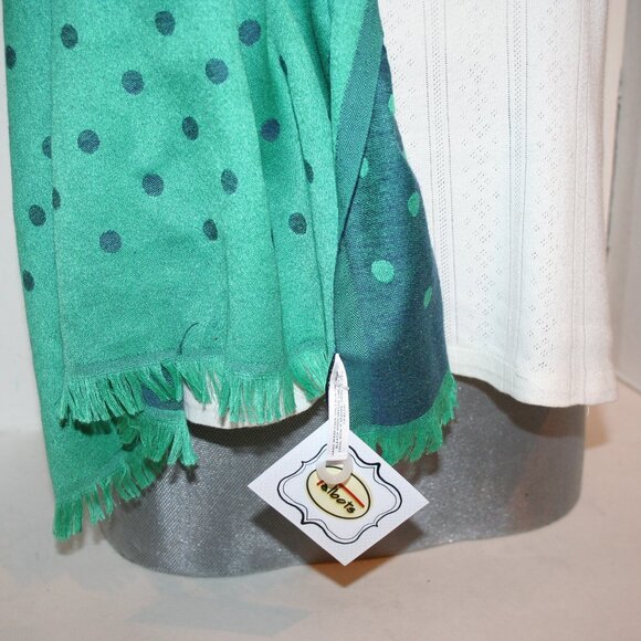 Talbots Fringed Green / Dark Green Polyester Long Winter Scarf - Picture 4 of 10